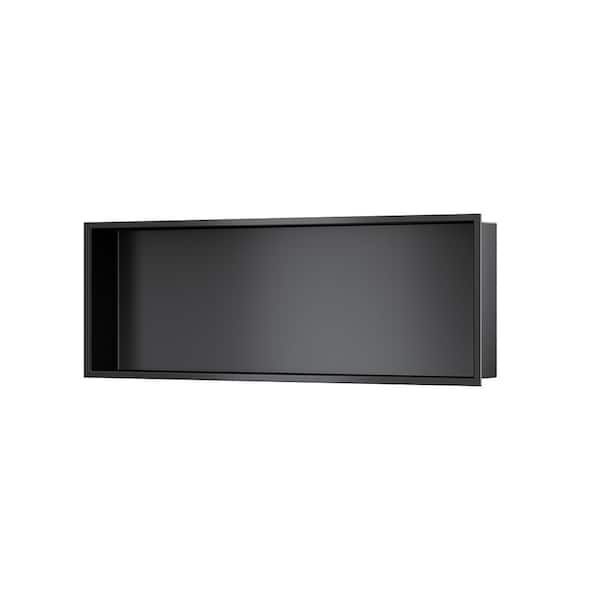 Simple Project 12 in. W x 36 in. H x 4 in. D Layer Single Shelf Bathroom Shower Niche in Stainless Steel Matte Black