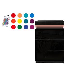 17.72 in. W x 13.78 in. D x 26.38 in. H Black Linen Cabinet with LED Lights and 3-Drawers