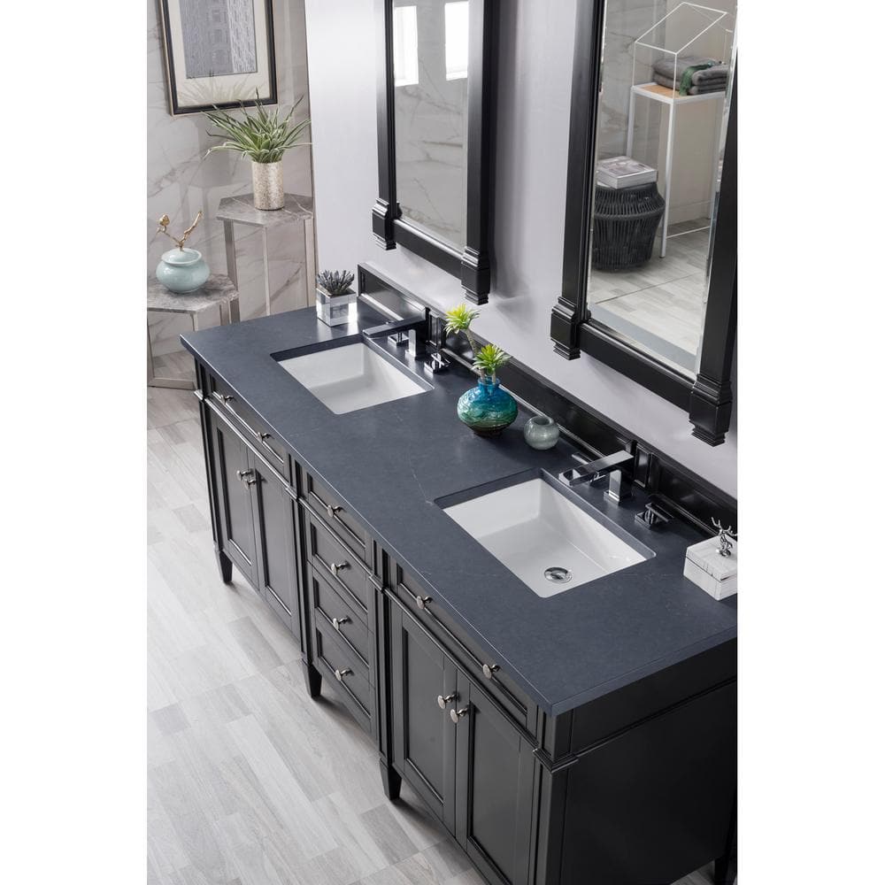 James Martin Vanities Brittany 72 In Double Bath Vanity In Black Onyx With Quartz Vanity Top In Charcoal Soapstone With White Basin 650 V72 Bko 3csp The Home Depot