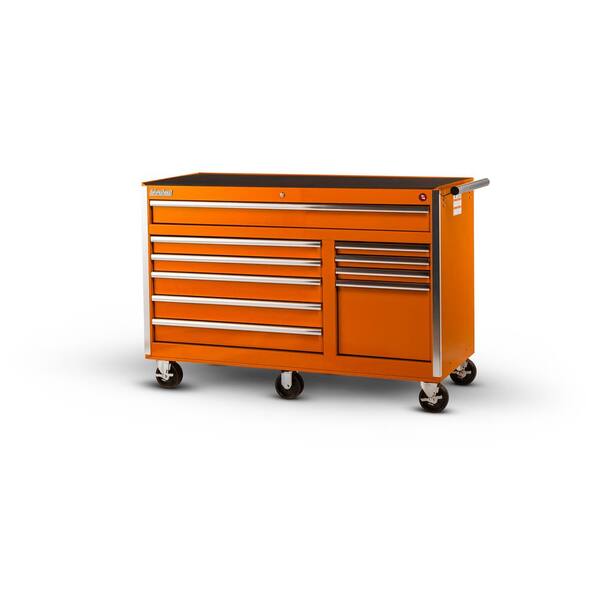International Tech Series 56 in. 10-Drawer Roller Cabinet Tool Chest in Orange