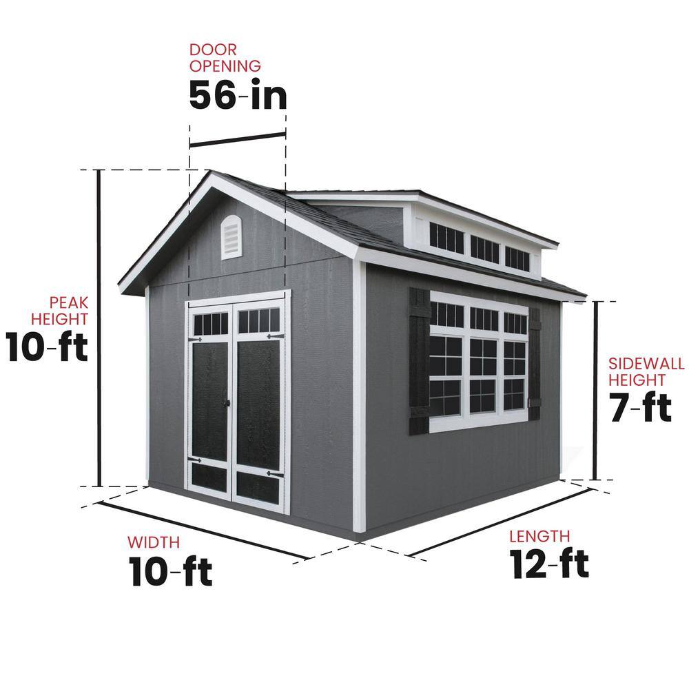 Beige 10' x 12' Wooden Storage Shed Kit with Windows