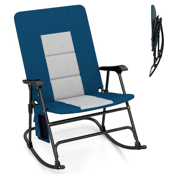 Gtnali Metal Foldable Outdoor Rocking Chair with Side Pocket and
