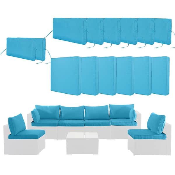 25.6 in. x 25.6 in. W Outdoor Replacement Cushions for Patio Furniture in Sky Blue (14-Pack)