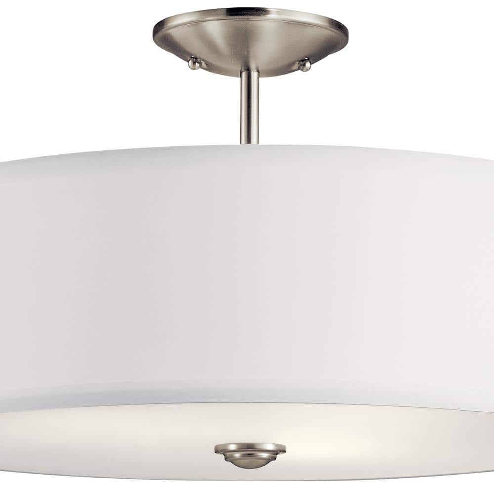 Shailene 18" Brushed Nickel Semi-Flush Mount Light with Satin Etched Shade