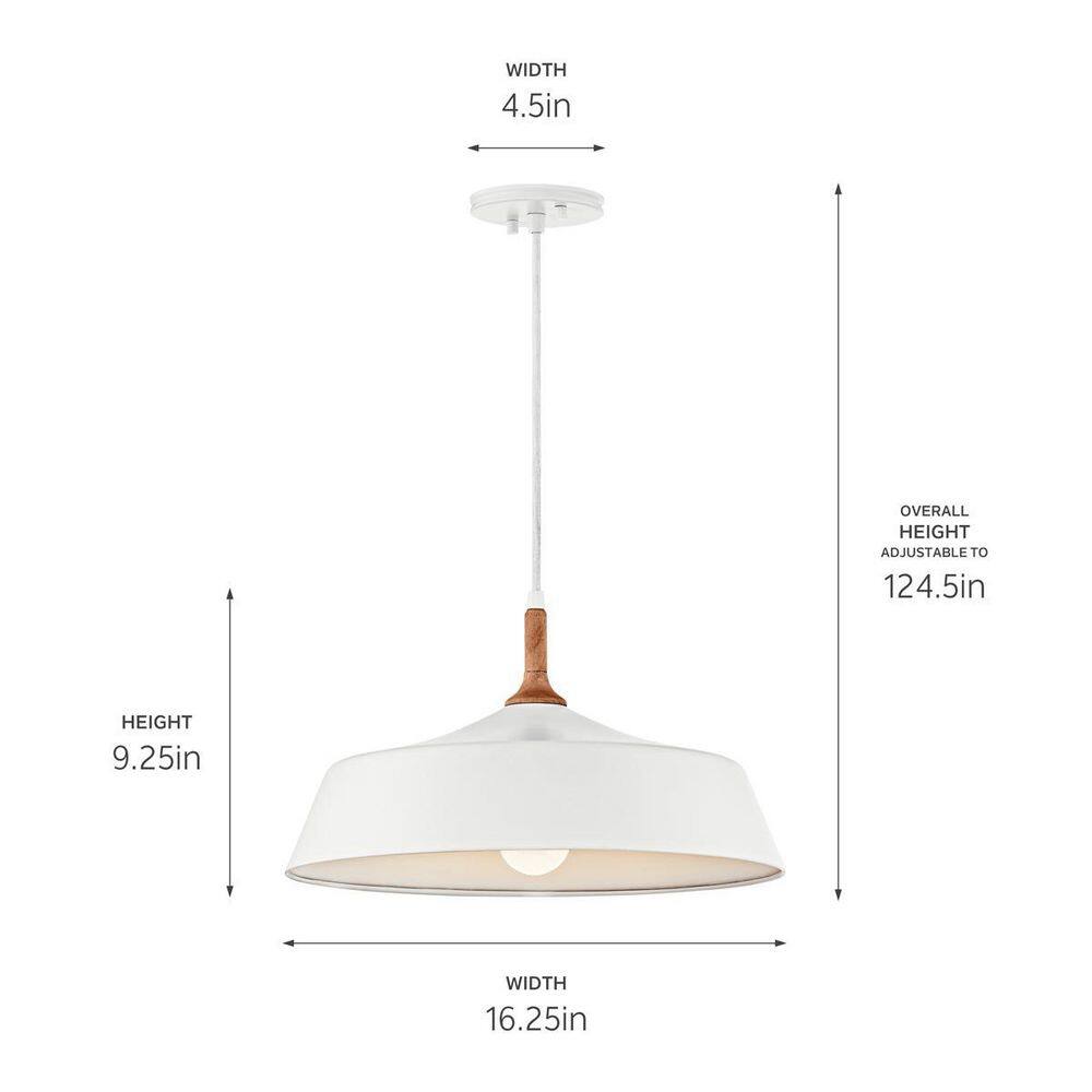 Danika Mid-Century Modern Black and White 16'' Pendant Light