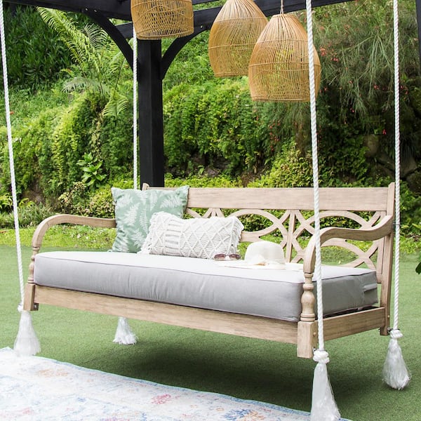Cambridge Casual Cambridge Casual Renley Lime Wash Wood Porch Swing Daybed with Cushion