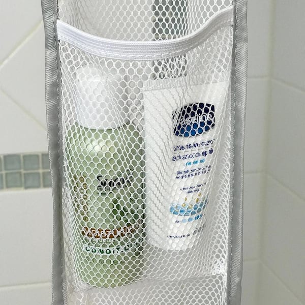 Smart Design | Pop Up Shower Caddy with 7 Compartments and Strap Handles - VentilAir Mesh Material Organization - 9 x 12 inch - White