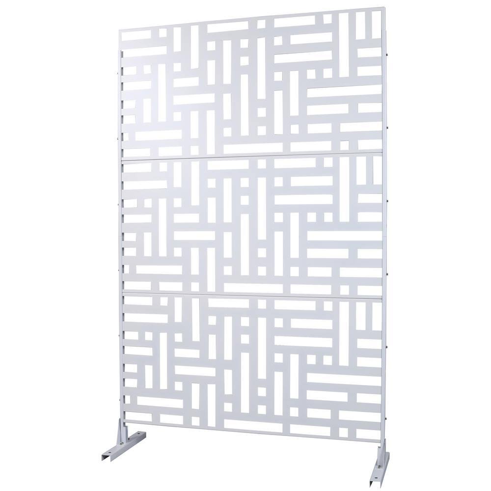 6.3 ft. H x 4 ft. W White Metal Garden Fence Panels Outdoor Privacy Screen 