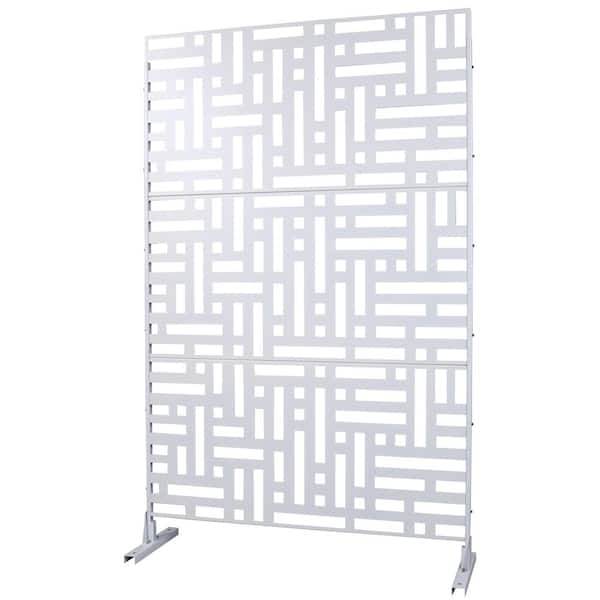 Unbranded 6.3 ft. H x 4 ft. W White Metal Garden Fence Panels Outdoor Privacy Screen Freestanding Decorative Screen Panel
