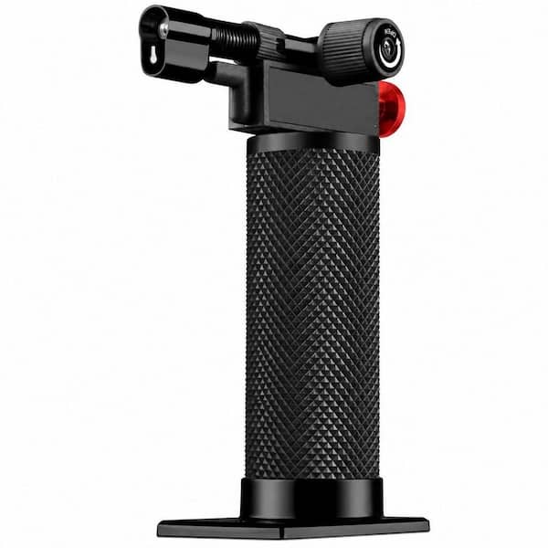 Metal, Red Butane Torch Lighter with Dual Flame, Adjustable Flame, Refillable, for Baking (Butane Not Included)