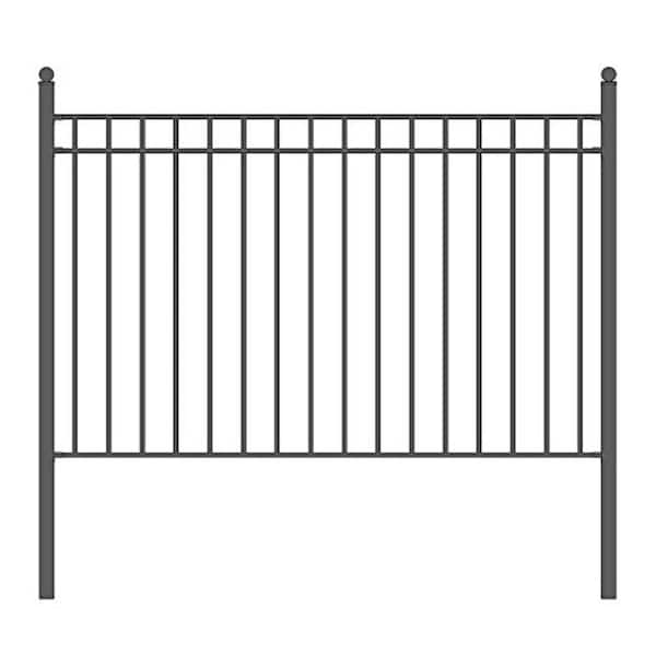 Madrid 5 ft. x 8 ft. Black Iron Fence Panel