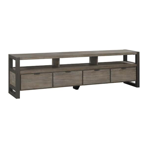 Benjara 76 in. Brown and Gray Wood TV Stand Fits TVs up to 42 in. with 4-Drawers