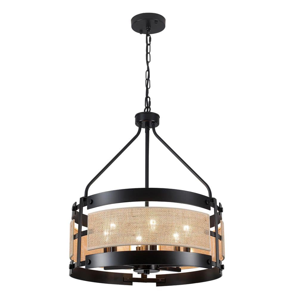 6 light Black Metal Drum Cage Design Candle Chandelier With Hemp Rope Shade for Kitchen Island with no bulbs included price history on PriceWatchPro