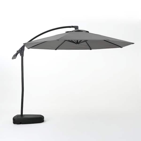 Noble House 9.71 ft. Aluminum Cantilever Tilt Outdoor Patio Umbrella in Gray