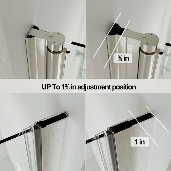 32 in. W x 72 in. H Frameless Glass Shower Doors Clear Glass in Brushed Nickel