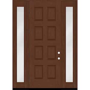 Regency 68 in. x 96 in. 8-Panel RHOS Chestnut Stain Mahogany Fiberglass Prehung Front Door w/Dbl 14in. Sidelites