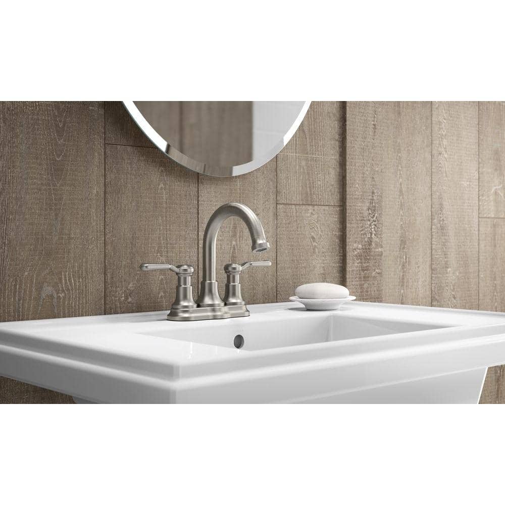 Elegant Brushed Nickel Dual-Handle High Arc Bathroom Faucet