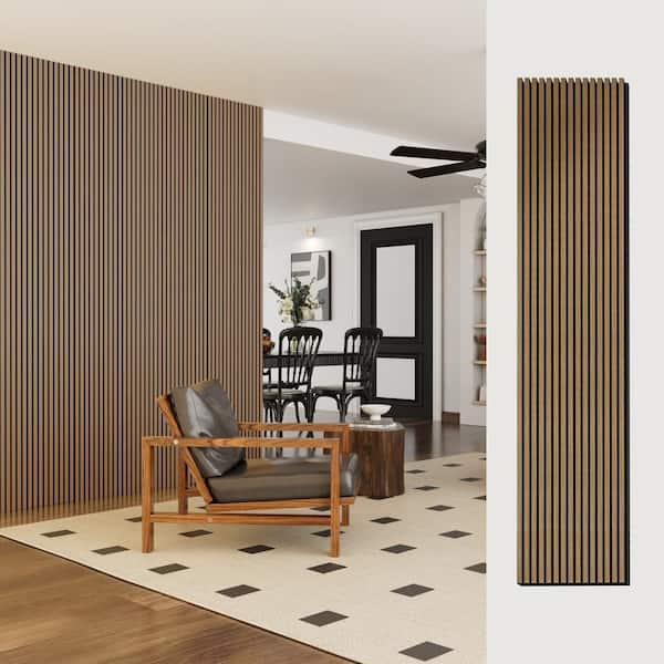 ARK DESIGN 94.5 in. x 23.75 in. x 0.875 in. Walnut Style Square Edge MDF Decorative Acoustic Wall Panel (2-Pieces/31.17 sq.ft.)