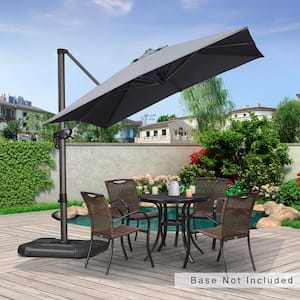 8 ft. Square Outdoor Patio Cantilever Umbrella Aluminum Offset 360° Rotation Umbrella in Light Gray
