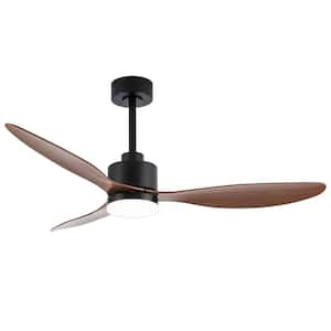 Alisio 52 in. Indoor Black Ceiling Fans with Light, Integrated LED 3-Reversible Blades and Remote Control