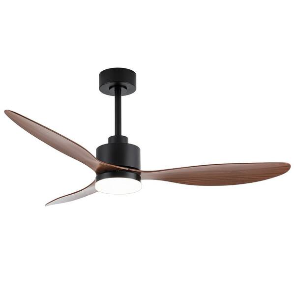 Lamober Alisio 52 in. Indoor Black Ceiling Fans with Light, Integrated LED 3-Reversible Blades and Remote Control