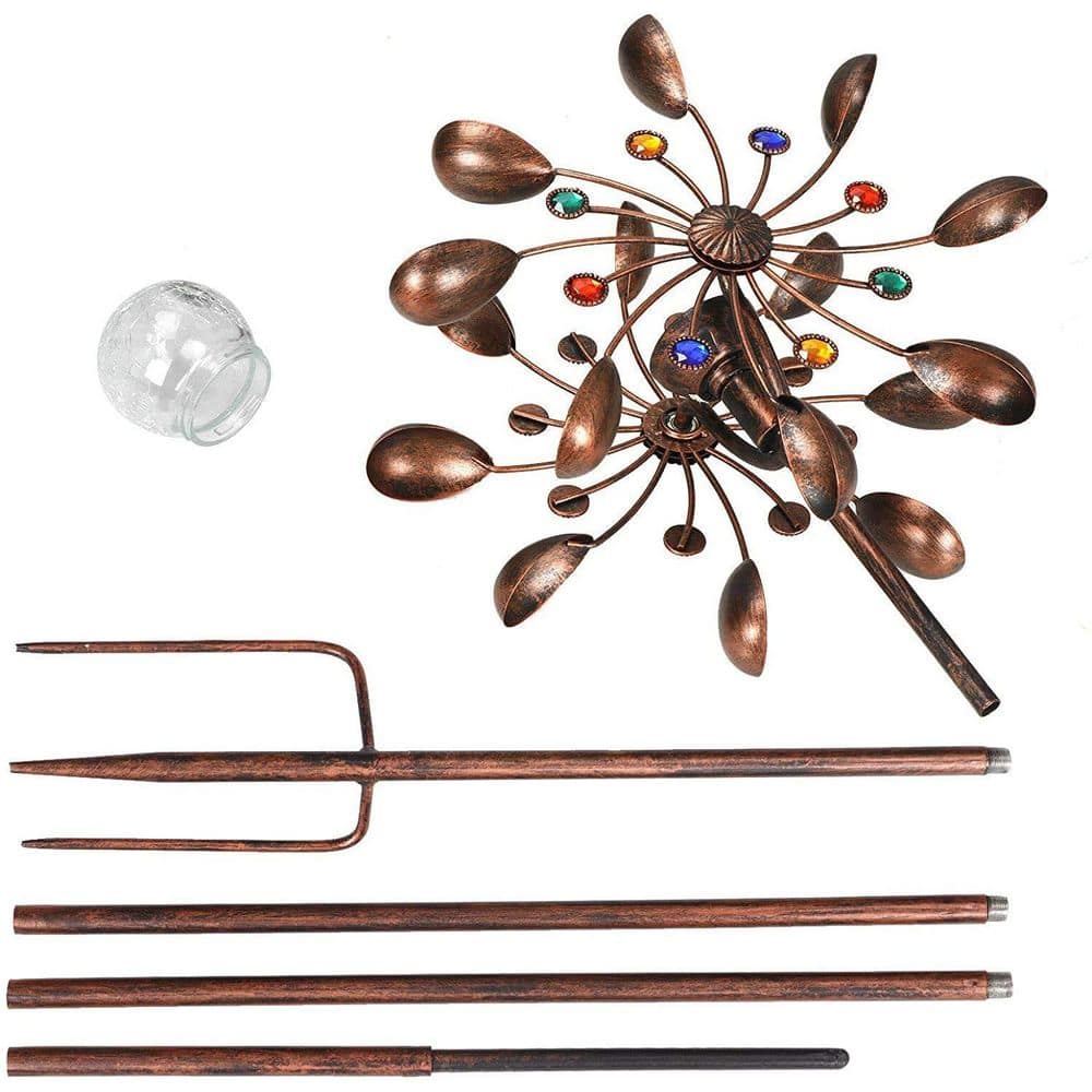 Solar Wind Spinner Multi-Color LED, Solar Glass Ball and Kinetic Sculptures, Dual-Direction Lawn Ornament, Garden Stake price history on PriceWatchPro
