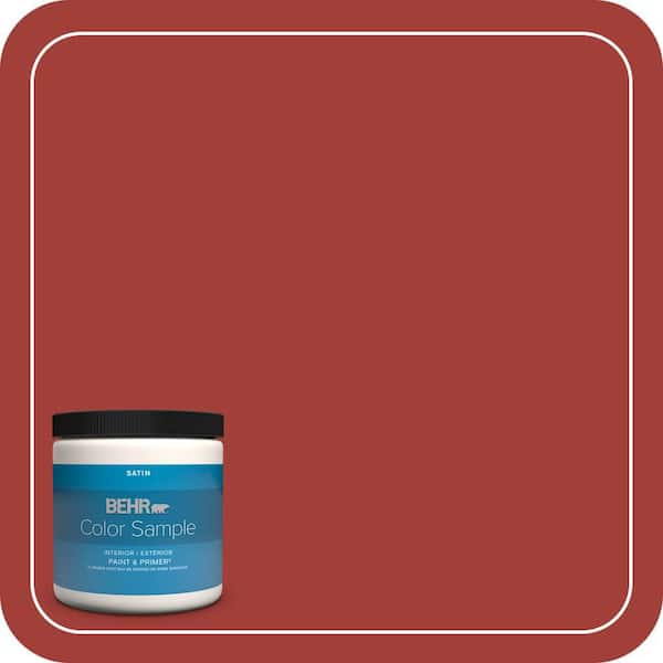 BEHR PREMIUM PLUS 8 oz. #PPU2-16 Fire Cracker Satin Enamel Interior/Exterior Paint & Primer Color Sample