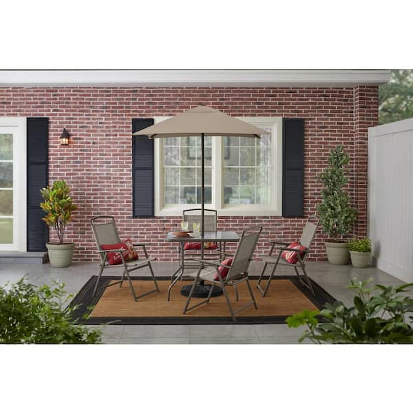 Amberview 6-Piece Sling Folding Outdoor Dining Set with Umbrella