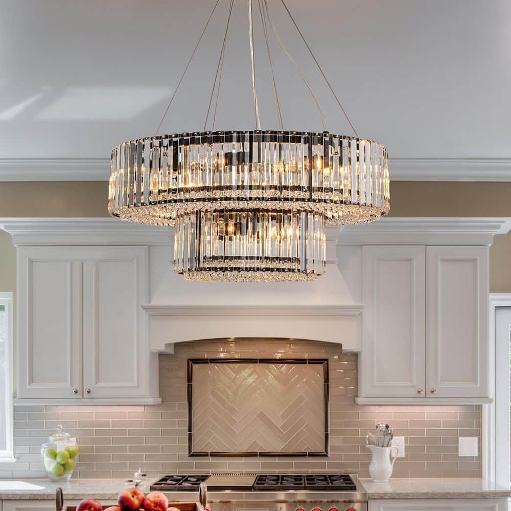 Orillia Contemporary 26 in. 12-Light Black 2-Tier Crystal Ring Chandelier price history on PriceWatchPro