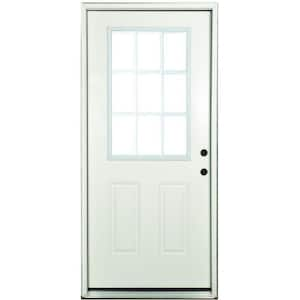 Stanley Doors 32 in. x 80 in. Colonial 9Lite 2-Panel Painted White  Left-Hand Steel Prehung FrontDoor with Internal Grille 9210S-32-L - The  Home Depot