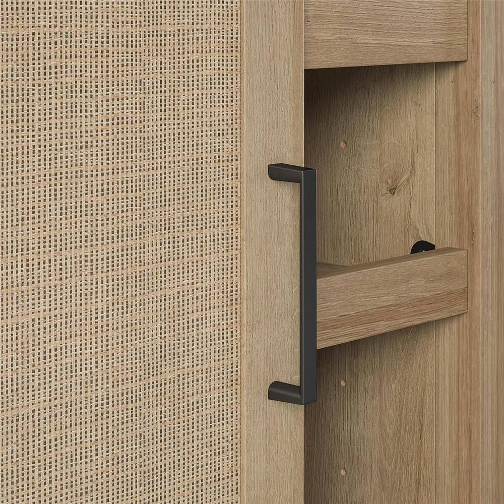 Natural MDF Bar Cabinet with Faux Rattan Door and Steel Handle