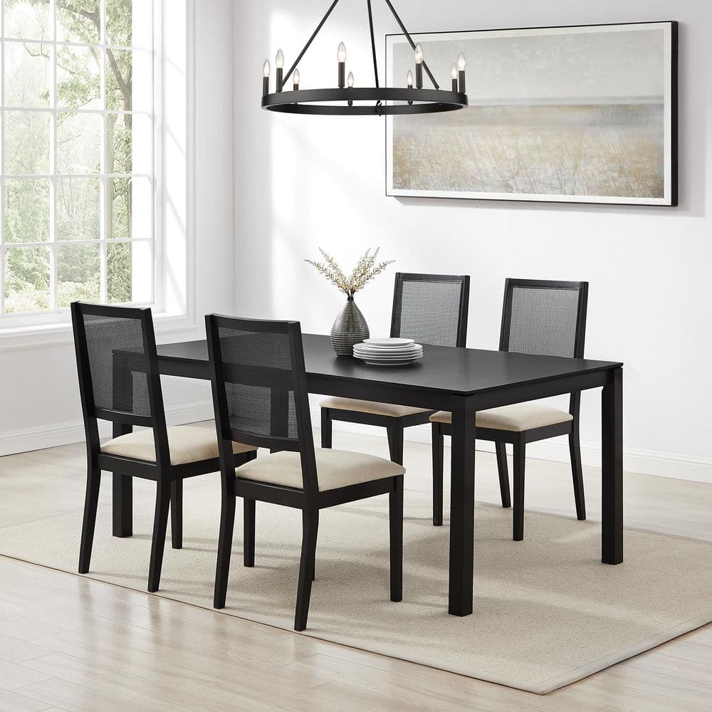 Greer Black 5-Piece Dining Set with Creme Cushions price history on PriceWatchPro