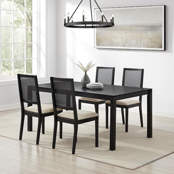 CROSLEY FURNITURE Greer Black 5-Piece Dining Set with Creme Cushions