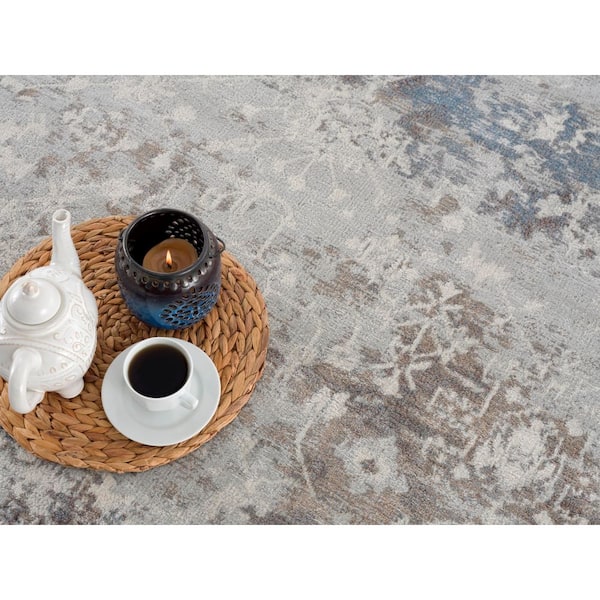 Havana Navy Blue 2 ft. 3 in. x 5 ft. Traditional Distressed Doormat Area Rug Entrance Floor Mat