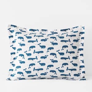 Company Kids Whale School Blue Multi Organic Cotton Percale Standard Sham