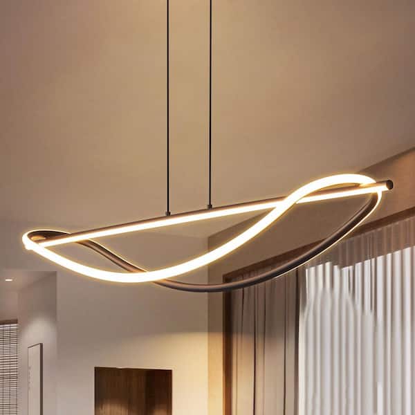 Chadley 1-Light Black Modern Wave-Shaped Integrated LED Aluminum Pendant Light