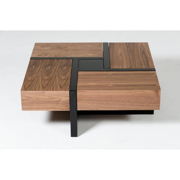 Benjara Custom Series 39 in. Brown and Black Square Wood Benjara Custom Series 39 in. Brown and Black Square Wood
