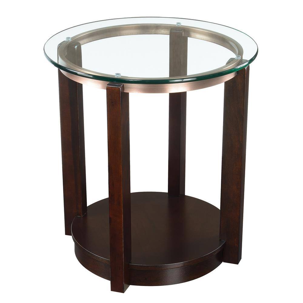 Espresso Finish Glass Top Coffee & End Table Set with Casters