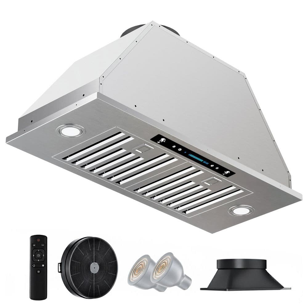 30 in. 400 CFM Convertible Ducted to Ductless Insert Range Hood in Stainless Steel with LED Lights and Gesture Controls