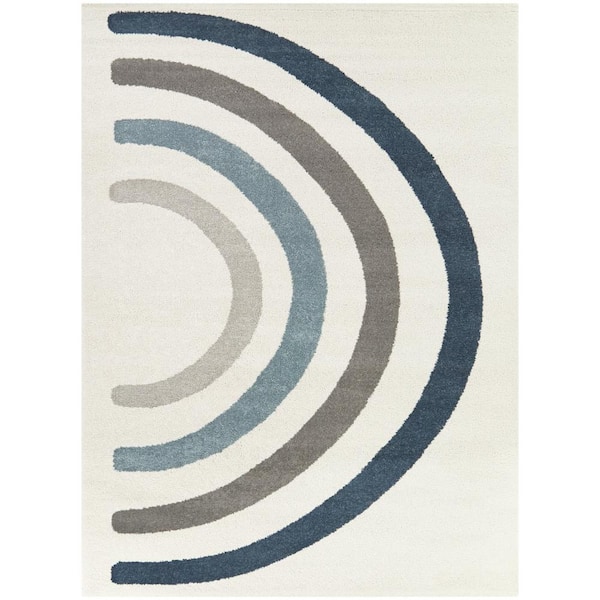 Kallee Blue 4 ft. x 6 ft. Rainbow Area Rug