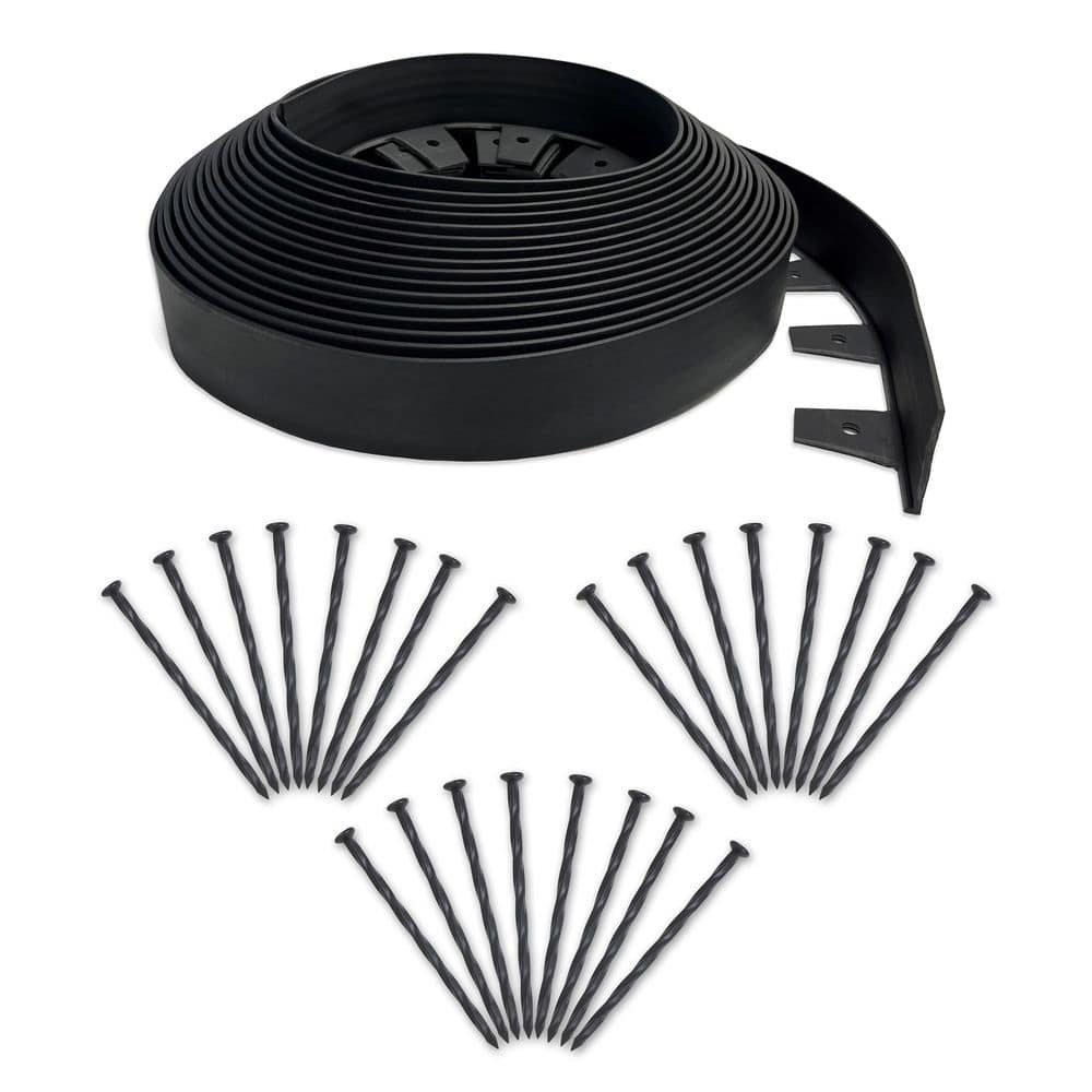 60 ft. (L) x 2.5 in. (H) Tall Wall Black Plastic No-Dig Landscape Edging Kit with 24 ct. Spikes price history on PriceWatchPro
