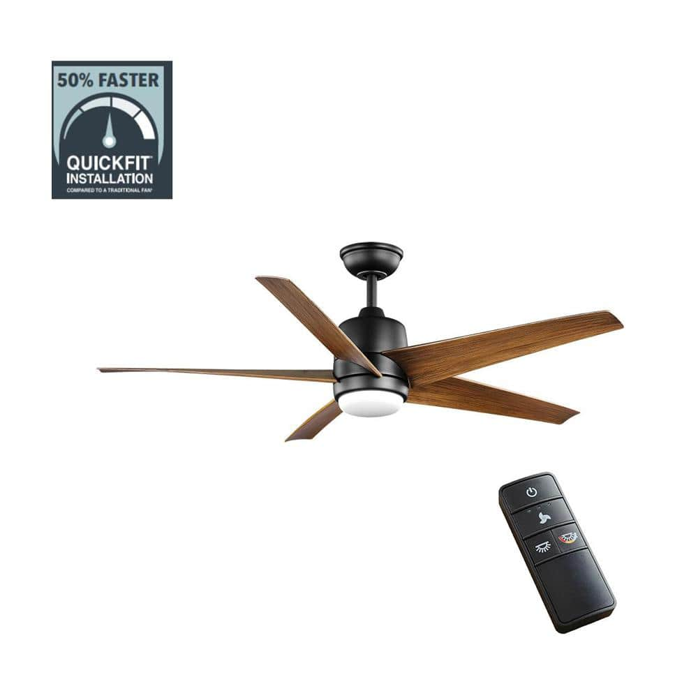 Mena 54 in. White Color Changing Integrated LED Indoor/Outdoor Matte Black Ceiling Fan with Light and Remote Control -  Hampton Bay, 58919