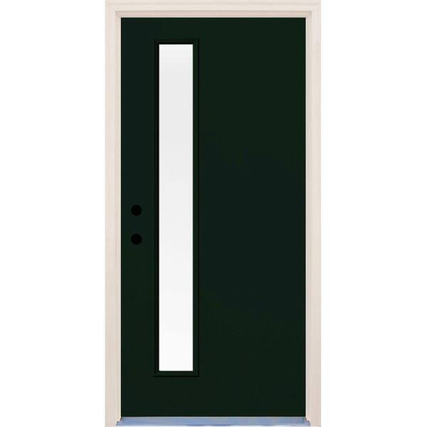 Builder's Choice 36 in. x 80 in. Fairway 1 Lite Clear Glass Painted Fiberglass Prehung Front Door with Brickmould