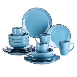 Navia 16-Piece Vintage Oceano Sea Blue Stoneware Dinnerware Set (Service for 4)