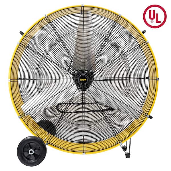 42 in. 2-Speeds 26800 CFM Industrial Drum Fan in Yellow with Powerful 4/5 HP Motor, High Velocity, Turbo Blade, Durable