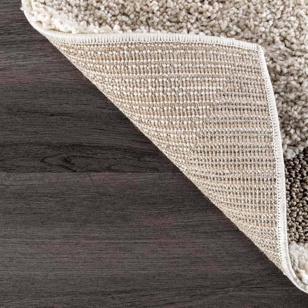 Elysian Cream Round Shag Area Rug with Abstract Design