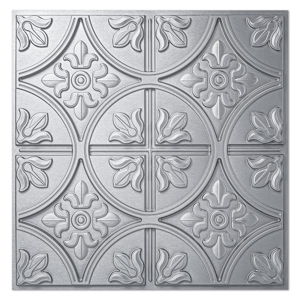 Art3dwallpanels Silver 2 ft. x 2 ft. PVC Decorative Drop in/Lay in Ceiling Tile (48sq.ft./case)