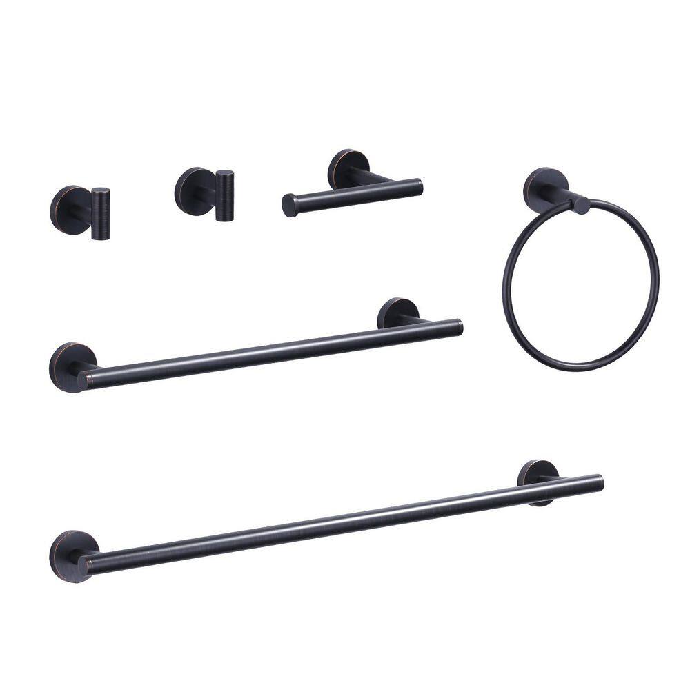 6-Piece Wall Mounted Stainless Steel Bath Hardware Set with Towel Bars, Towel Ring, Towel Hooks in Oil Rubbed Bronze price history on PriceWatchPro