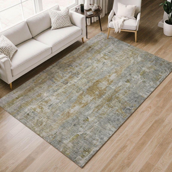 Chantille Machine Washable Indoor/Outdoor Abstract ACN2310 Pewter 5 ft. x 7 ft. 6 in. Area Rug