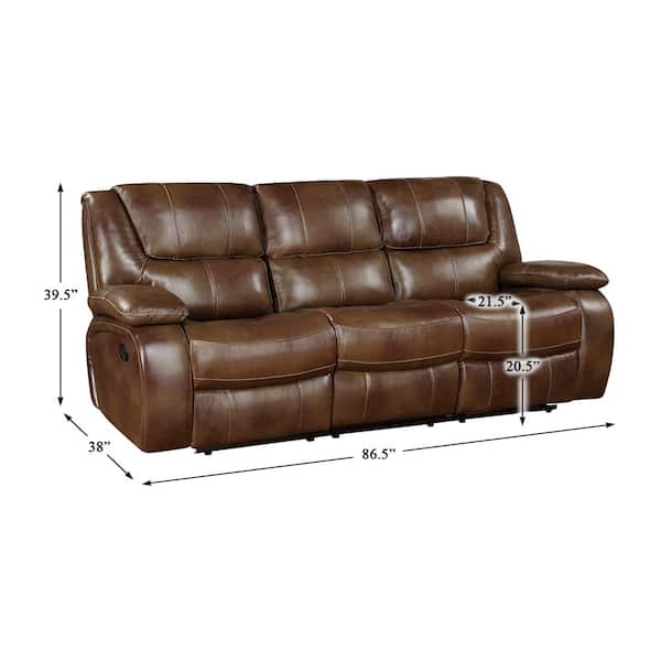 Lazzara Dimitri 86.5 in. W. Straight Arm Leather Rectangle Manual